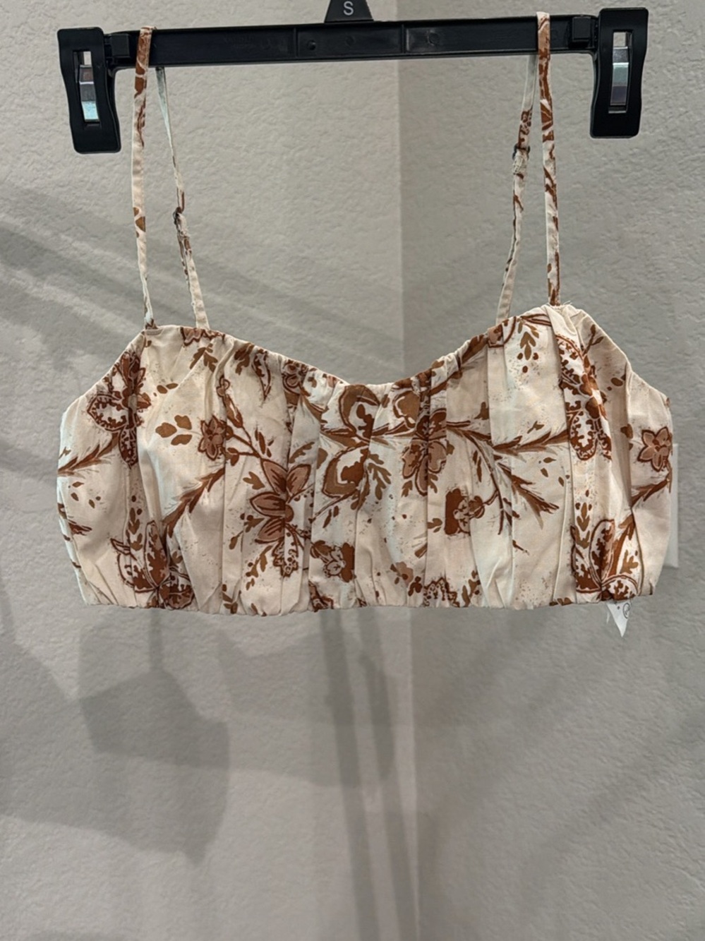 Abercrombie & Fitch Cream Crop Cami with Brown Floral Print